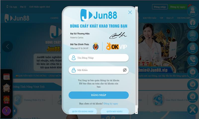 Link đăng nhập tài khoản cá cược Jun88 uy tín, an toàn