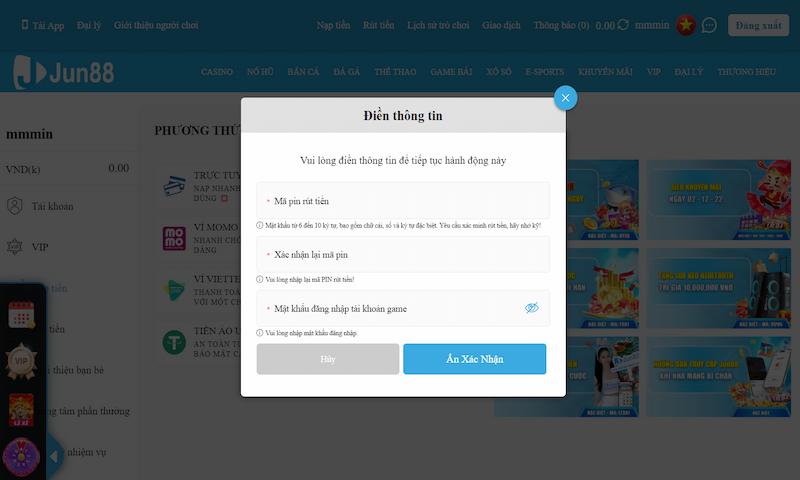 Nạp tiền Jun88 thông qua ngân hàng điện tử dễ dàng 